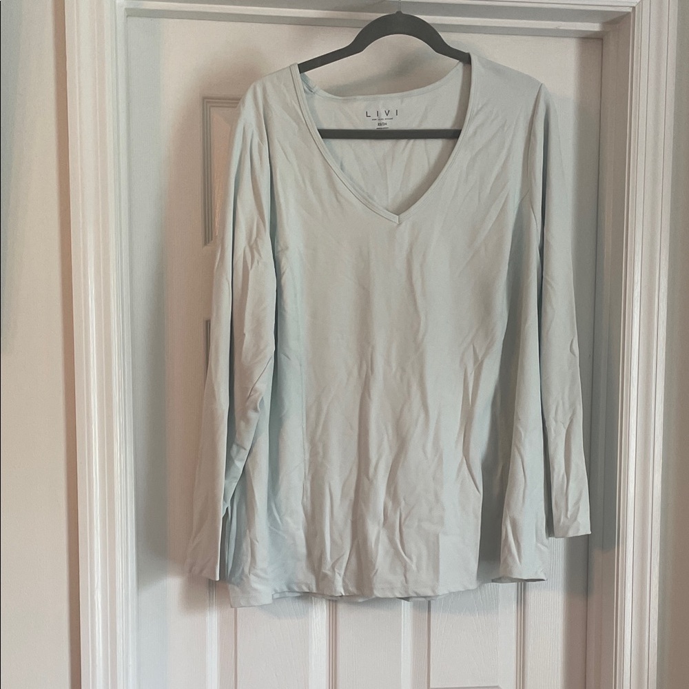 Livi Active Soft Gray Long Sleeve V-Neck Top